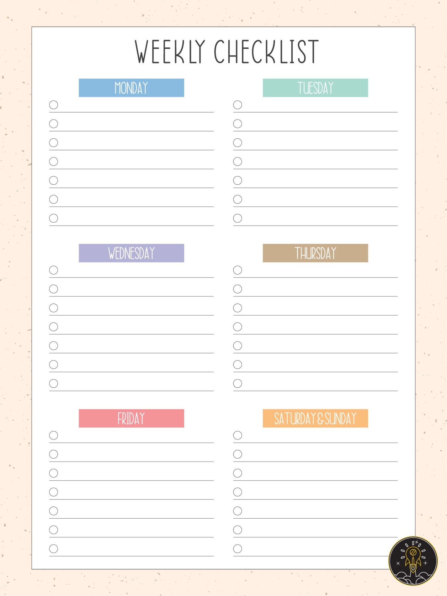 Fillable Editable Printable Blank Weekly / Daily Plan & Checklist ...