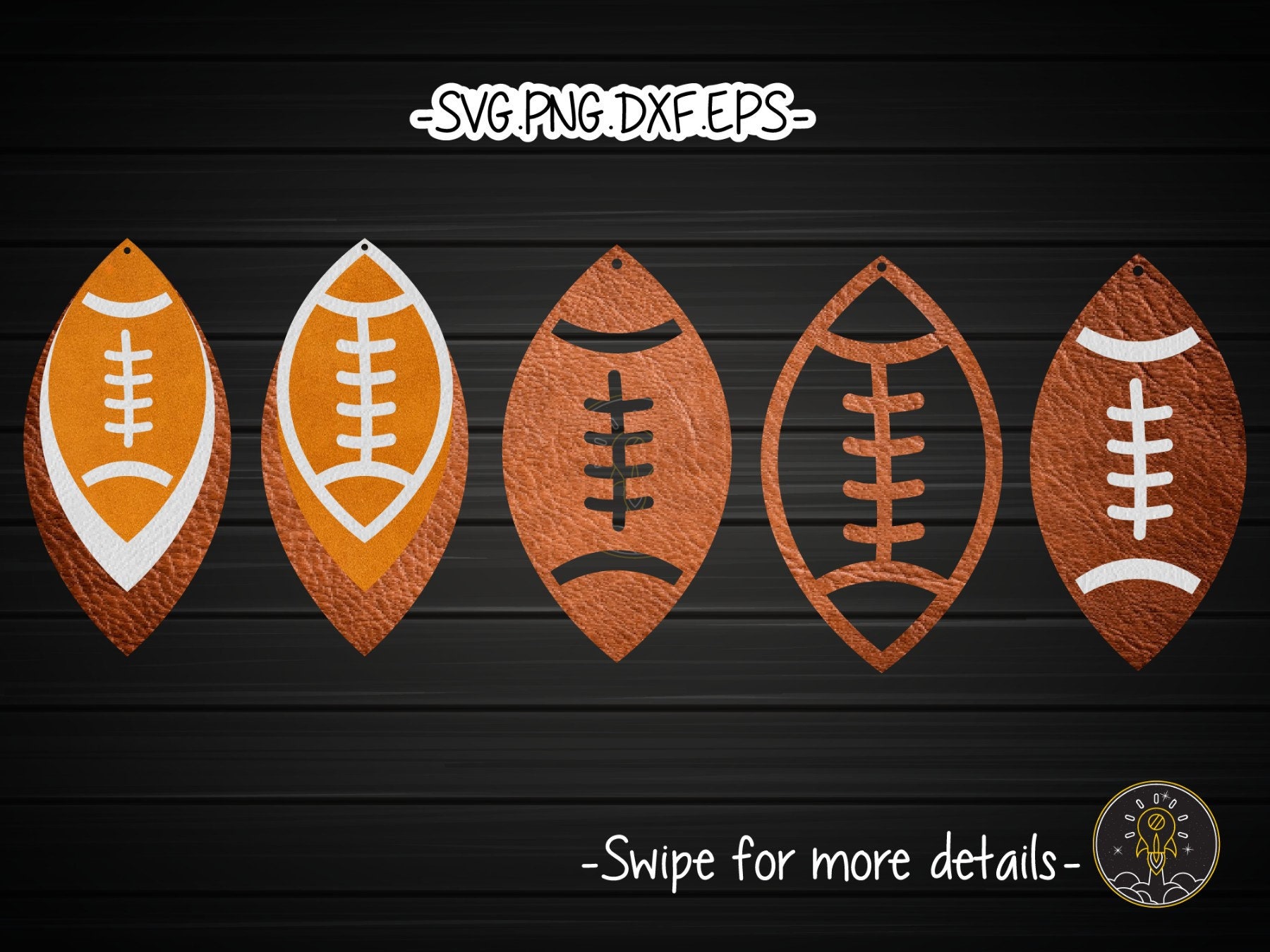 American Football Earring Template SVG Laser Cut File | Leather Wood Earring