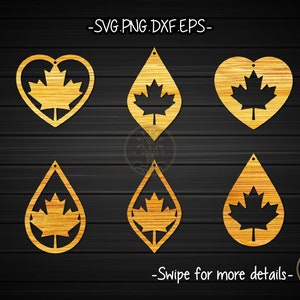 Canada Canadian Maple Leaf Earring Template SVG Laser Cut File | Wood Leather Earring