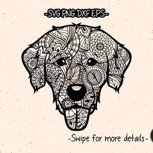 Golden Retriever Dog Zentangle Ornament SVG Laser Cut File Cricut ...