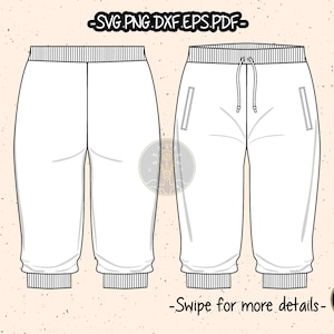 Short Jogger Pants SVG Clothing Template PDF Sketch Fashion - Etsy
