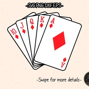 Ace Casino Playing Cards Royal Flush Poker SVG Cut File Cricut Clipart