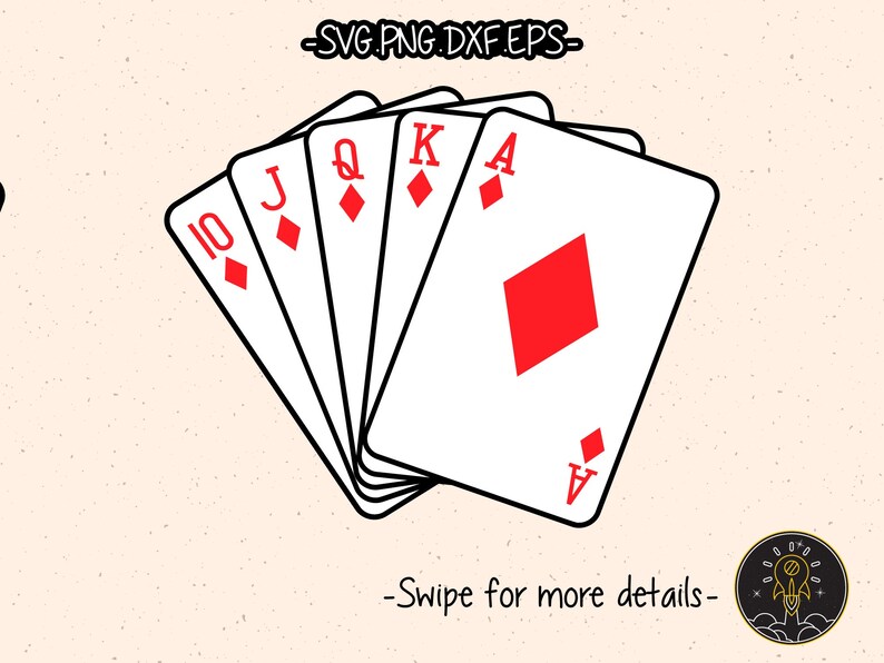 Ace Casino Playing Cards Royal Flush Poker SVG Cut File Cricut Clipart