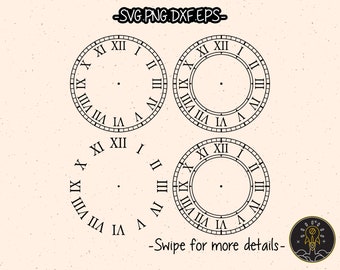 Roman Numeral Vintage Clock Face Template SVG Cricut Cut File Stencil