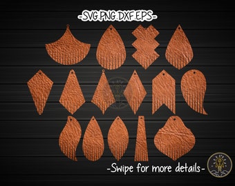Fringe Earring sjabloon SVG Lasergesneden bestand | Houten lederen oorbel
