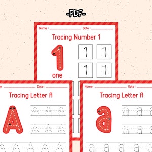 Tracing Letters Numbers Worksheet for Preschool Kindergaten PDF - Etsy