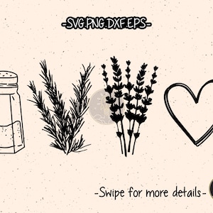 Praktische Magie Salz Lavendel Herz Rosmarin SVG geschnitten Datei Cricut Clipart
