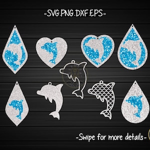 Dolphin Earring Template SVG Laser Cut File | Wood Leather Earring