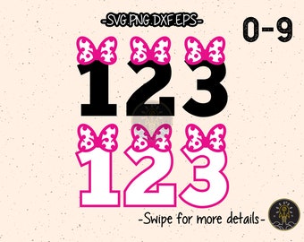 Birthday Girl Baby Bow Number SVG Cut File Cricut