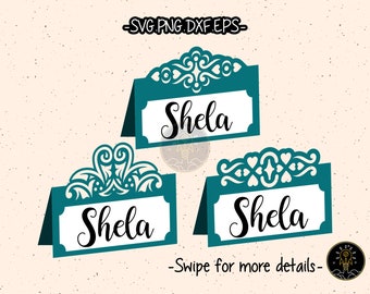 Floral Place Card Template SVG Table Name Laser Cut File Cricut