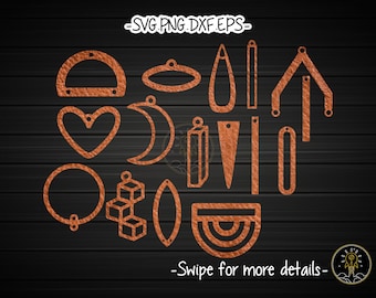 Ohrring Vorlage SVG Laser Cut Datei | Holz Leder Ohrring