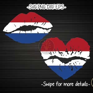 Netherlands Flag Lips Heart SVG Cut File Cricut Clipart