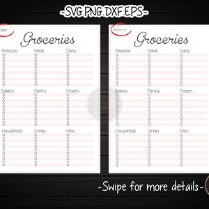 Master Basic Grocery List PDF Filofax A5 A4 Carta Happy Planner Classic Planner Refill