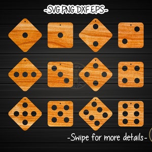Dice Earring Template SVG Laser Cut File | Wood Leather Earring
