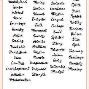 Printable Inspirational Motivational Words Stickers Embellishments for Journals, Words Quotes