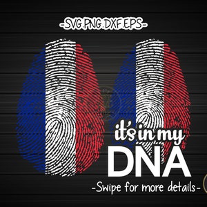 France Flag It&#39;s In My DNA Fingerprint SVG Cut File Cricut Clipart
