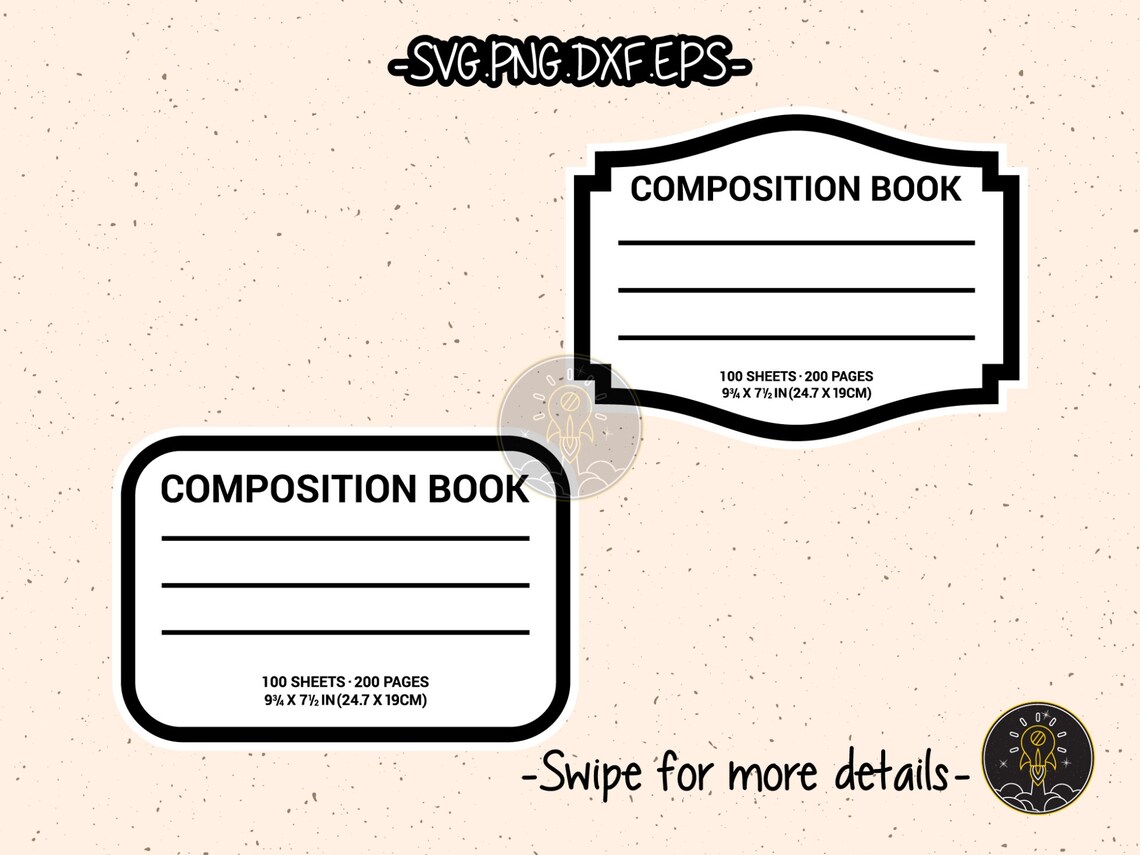 Compostition Notebook Label Tumblers Sublimation Water Slide SVG Cricut ...