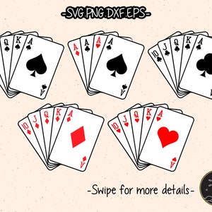 Ace Casino Playing Cards Royal Flush Poker SVG Cut File Cricut Clipart