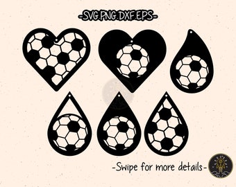 Football Soccer Earring Template SVG Laser Cut File | Acrylic Wood Leather Earring