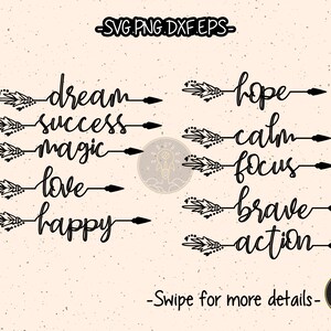 Inspirational Motivational Words Arrow Boho SVG Cut File Cricut Clipart