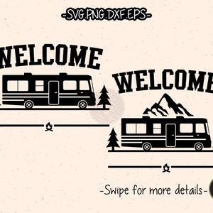Class A Motorhome RV Welcome Campsite Sign SVG Silhouette Cameo Cricut Cut File Clipart