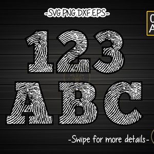 Fingerprint Number Letter Font Alphabet SVG Cut File Cricut Clipart
