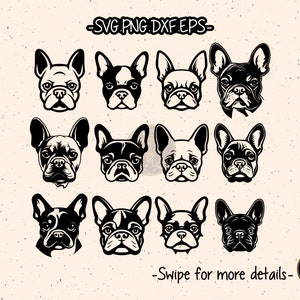 French Bulldog Head SVG Dog Cut File Cricut Clipart Silhouette Cameo