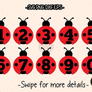 Coccinella numero SVG file di taglio vettoriale Cricut Clipart