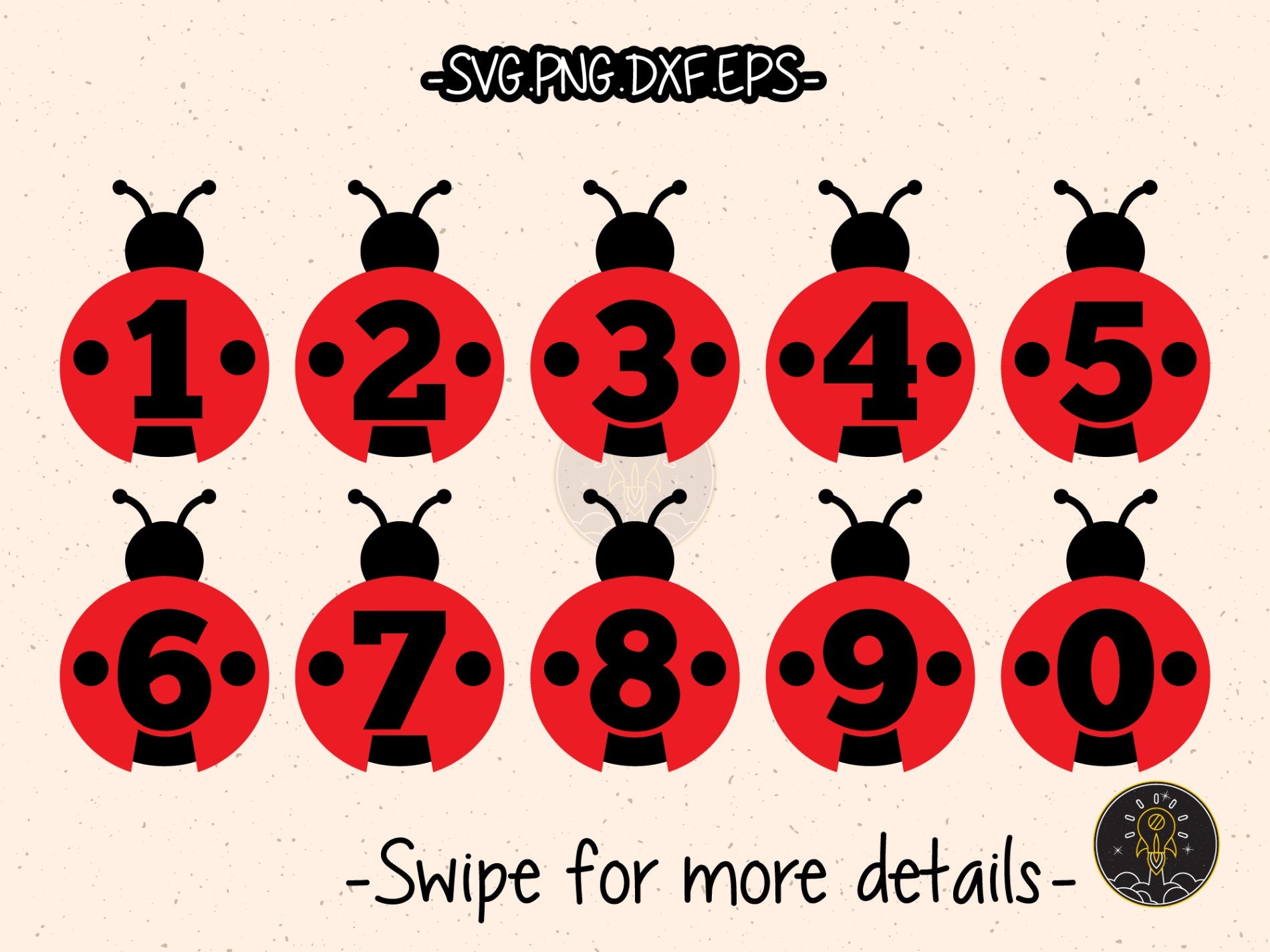 Ladybug Numbers SVG Cut File Vector Cricut Silhouette Cameo | Etsy UK