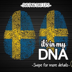 Sweden Is In My DNA Fingerprint SVG Cut File Cricut Clipart