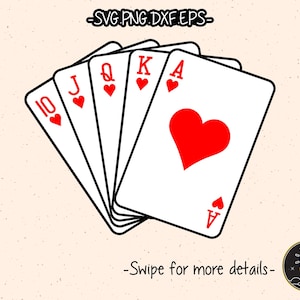 Ace Casino Playing Cards Royal Flush Poker SVG Cut File Cricut Clipart