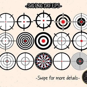 Bullseye Fadenkreuz Gaming Jagd Shooting Ziel Dartscheibe SVG Cricut Schnitt Datei Clipart