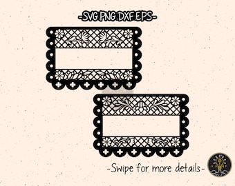 Custom Blank Papel Picado Decoration Banner Mexican Fiesta Bunting SVG Cut File Cricut