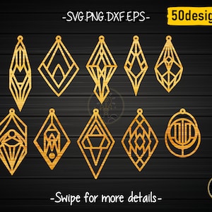50 Geometric Earring Template SVG Laser Cut File Glowforge | Leather Wood Earring
