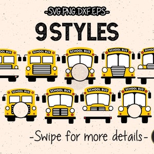 School Bus Monogram SVG Back to School Cut File Cricut Clipart Silhouette Cameo