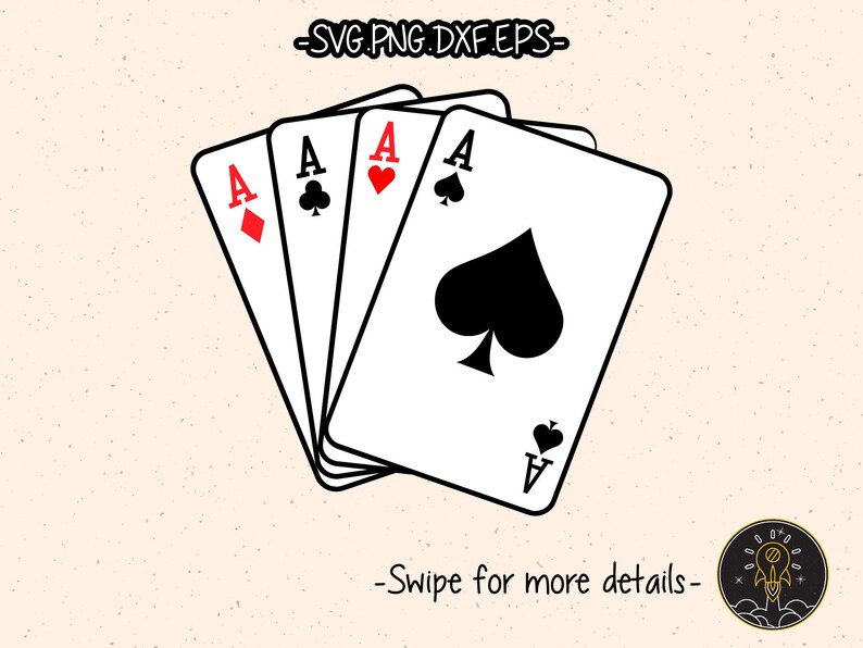 Ace Casino Playing Cards Royal Flush Poker SVG Cut File Cricut Clipart