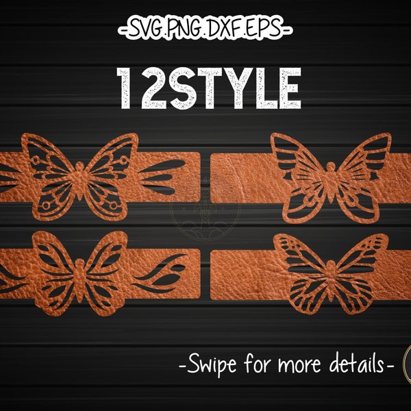 Butterfly Leather Bracelet Template SVG Laser Cut File