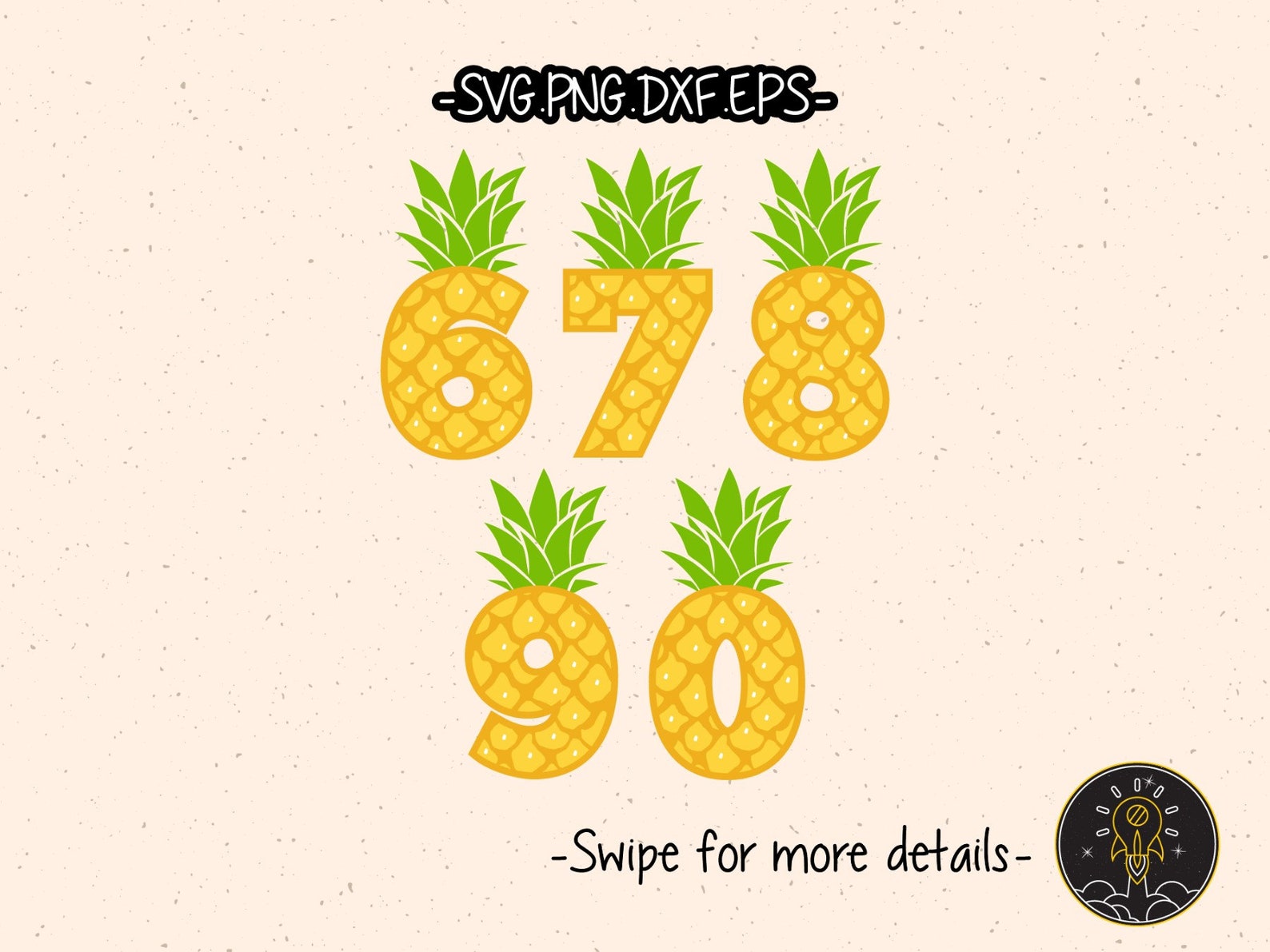 Pineapple Numbers Letters Font Alphabet SVG Vector Silhouette Etsy