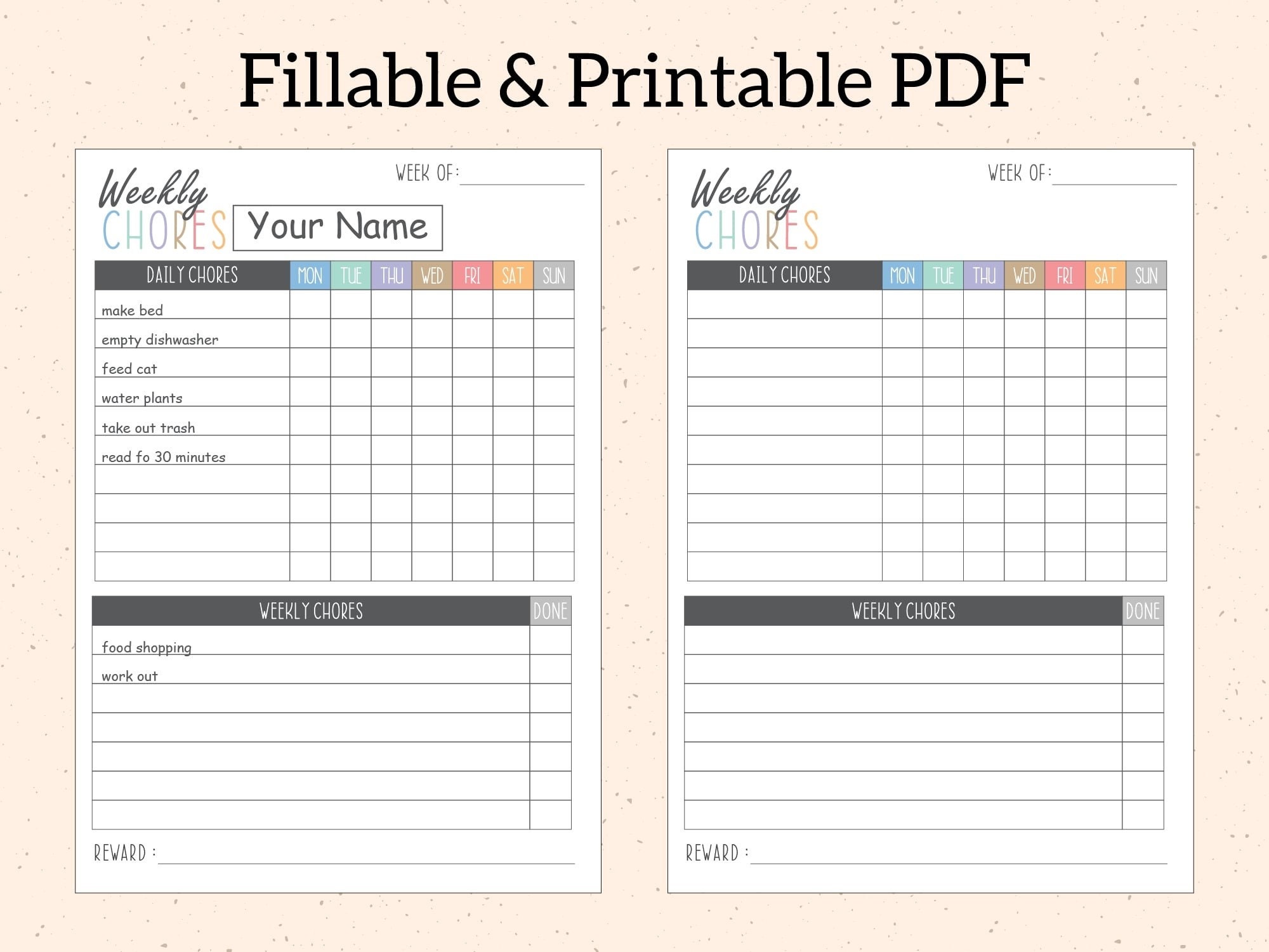 Chore Chart Template, PDF Chore Chart Template