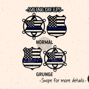 Thin Blue Line America Flag Police Badge Sheriff SVG Cut File Cricut Clipart
