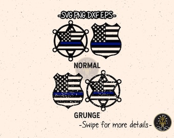 Thin Blue Line America Flag Police Badge Sheriff SVG Cut File Cricut Clipart