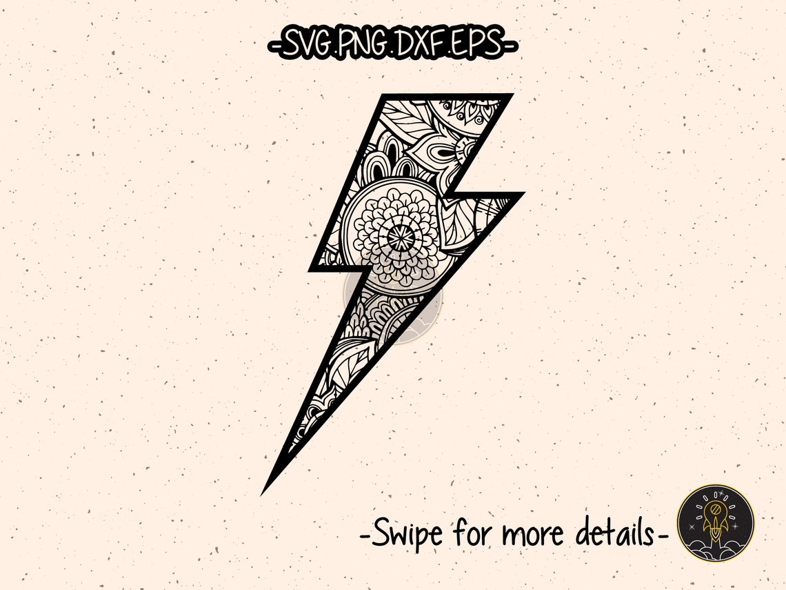 Flash Lightning Bolt Thunder Mandala Zentangle SVG Laser Cut Etsy