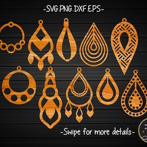 Teardrop Earring Template SVG Laser Cut File | Wood Leather Earring