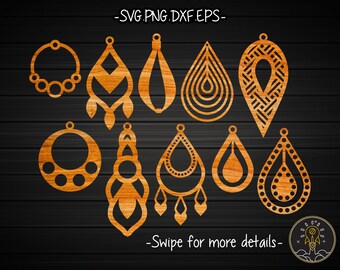 Teardrop Earring Template SVG Laser Cut File | Wood Leather Earring