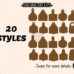 Cow Cattle Ear Tags Earring Template SVG Cricut Laser Cut File