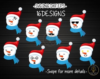Snowman Head Christmas SVG Cut File Cricut Cameo Clipart