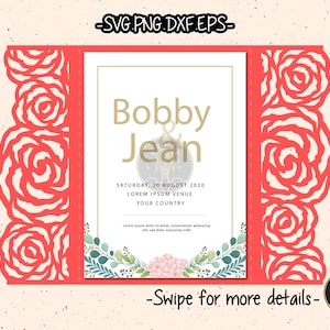 5x7 Rose Leaf Floral Flower Gate Fold Wedding Invitation Template SVG Laser Cut File Cricut