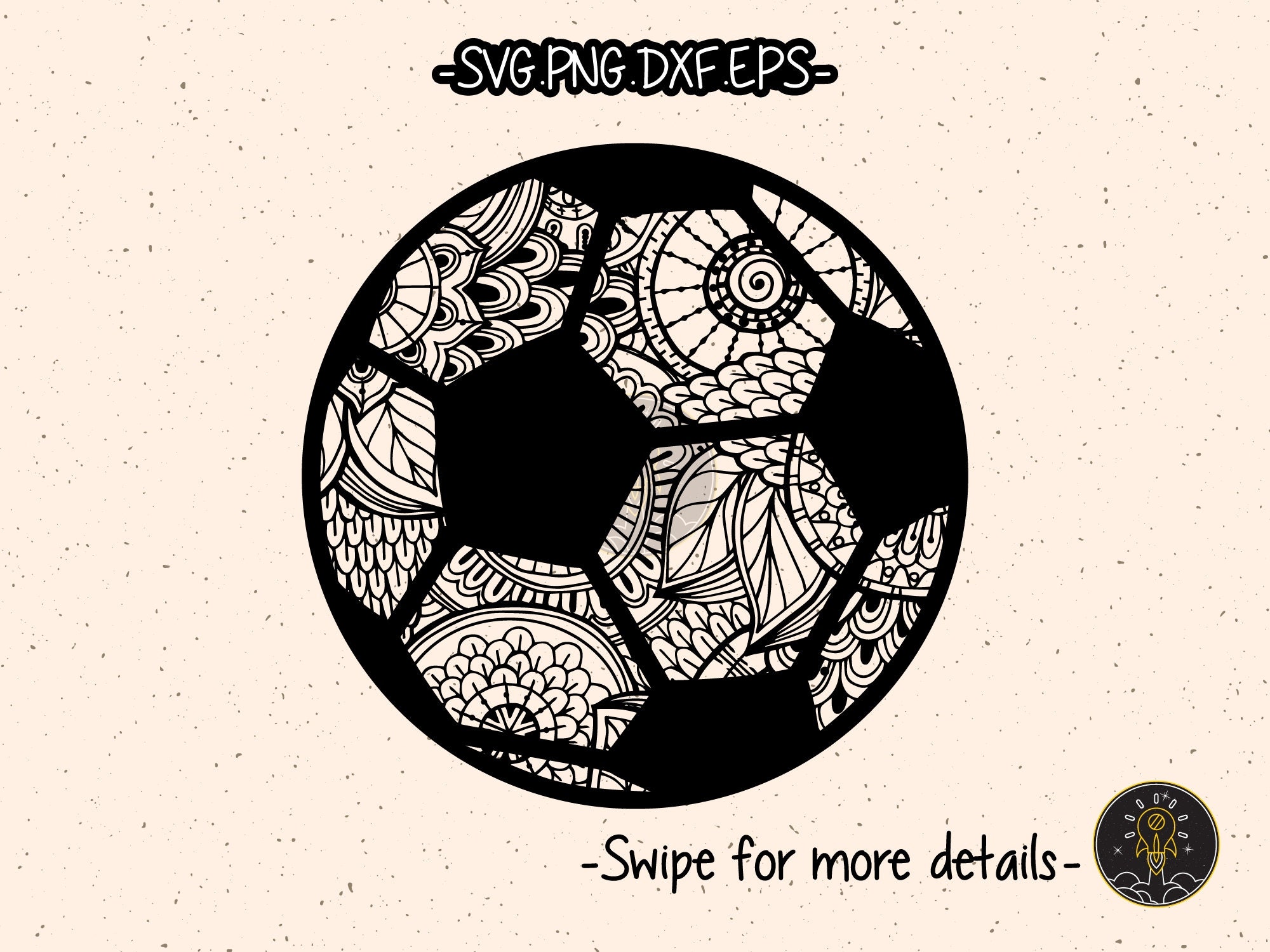 Soccer Football Mandala Zentangle SVG Laser Cut File CNC Etsy Canada