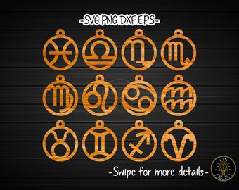 Sternzeichen Horoskop astrologische Ohrring Vorlage SVG Laser Cut Datei | Acryl Holz Leder Ohrring