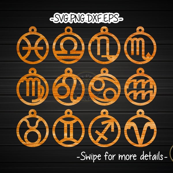 Zodiac Horoscope Astrological Earring Template SVG Laser Cut File | Acrylic Wood Leather Earring